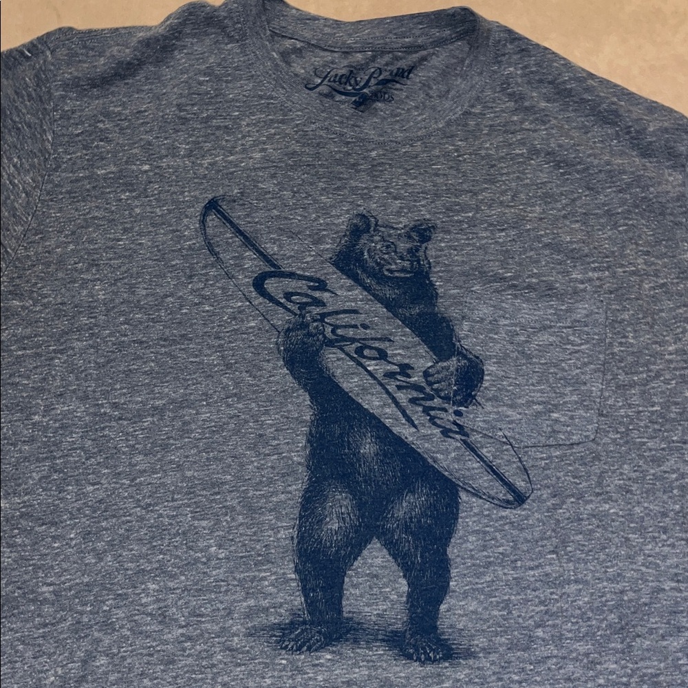 Lucky Brand California Bear Surf Blue Graphic Pocket T-Shirt - Picture 2 of 4
